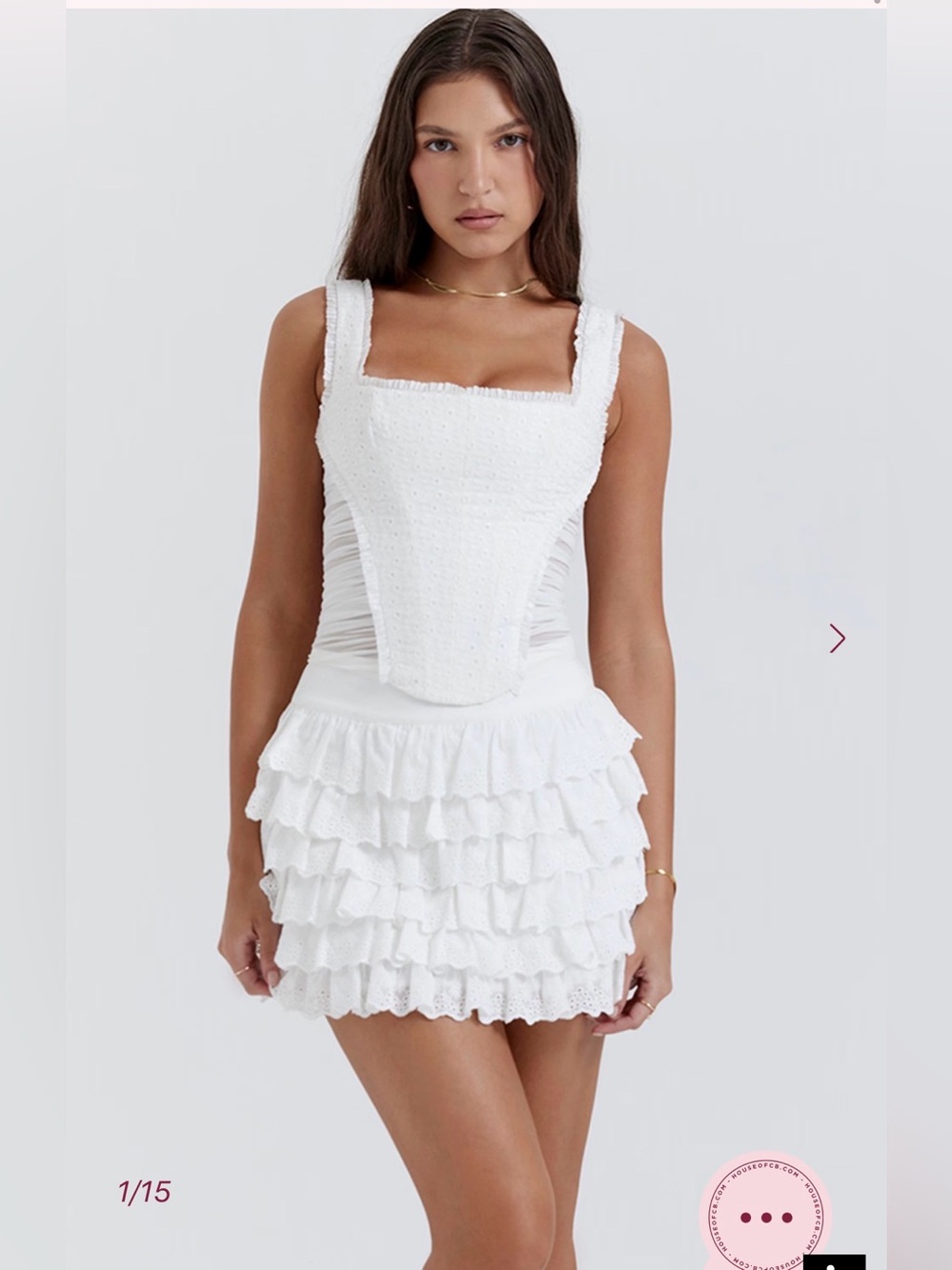 HOUSE OF CB 'Fifi' White Layered Mini Skirt S